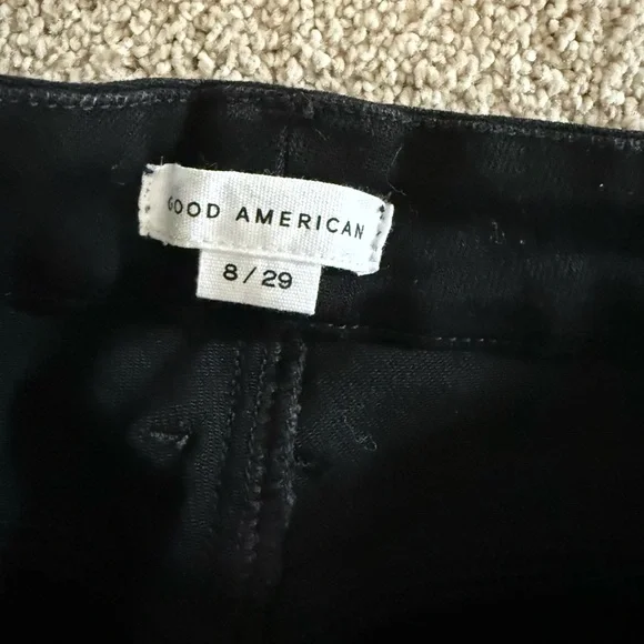 Good American  Skinny Black Distressed Crop Jeans Size 8 - Picture 3 of 6